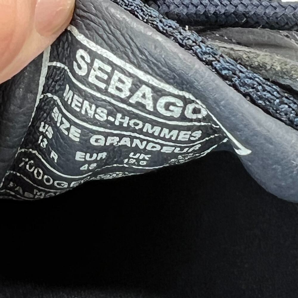 Sebago Docksides Leather Upper Boat Shoes Lace Up Navy Blue Men's 13R Tried On - Picture 9 of 10